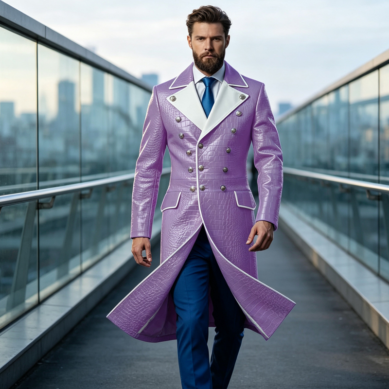 Men'S Grooming Oxford - Cappotto da Uomo in Pelle PU