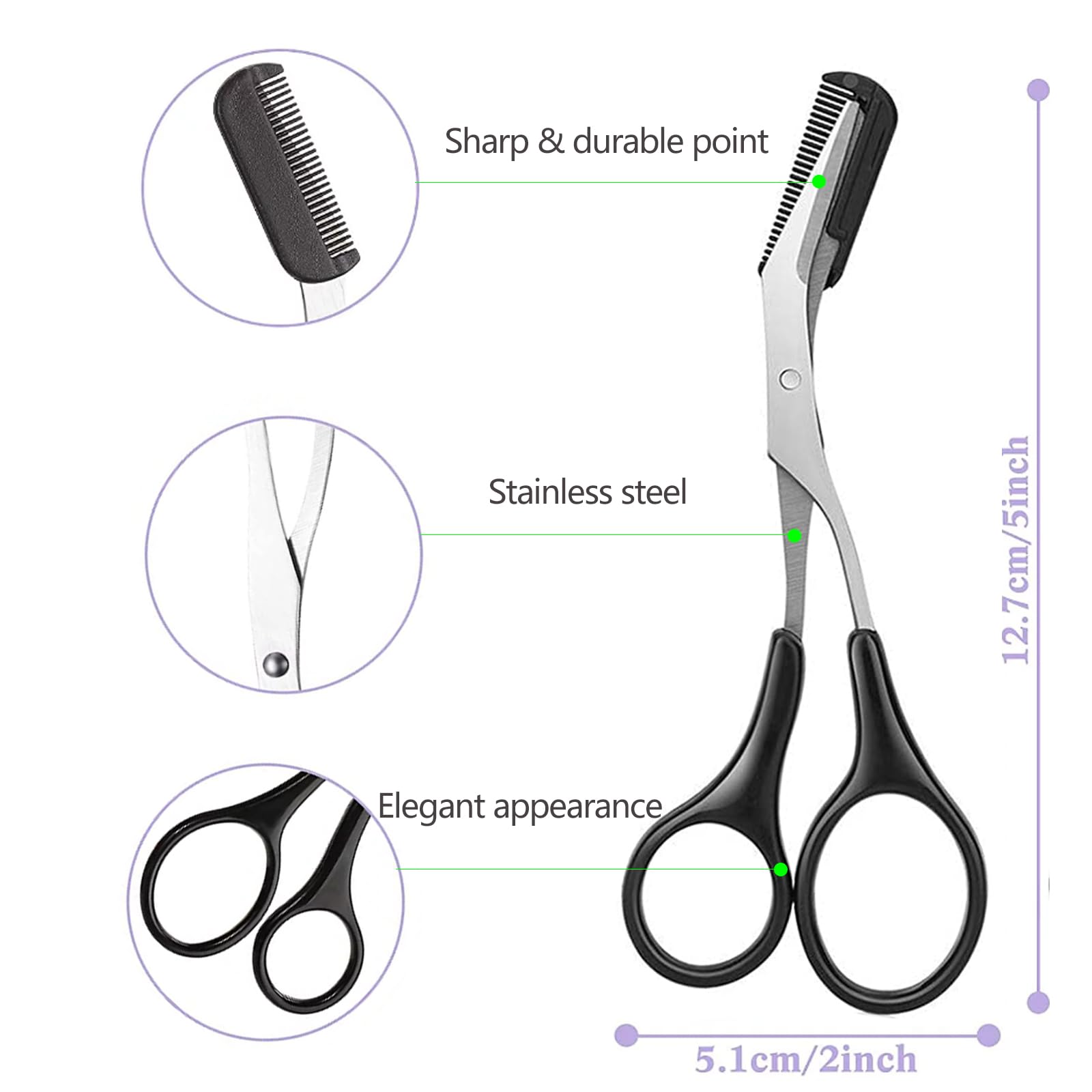 Men'S Grooming Facial - Forbici per sopracciglia con pettine, forbici